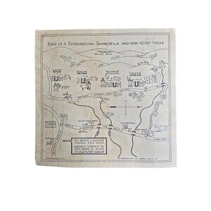 Vintage Map Of Shenandoah Shangrila Directions & Landmarks 1930s Paper